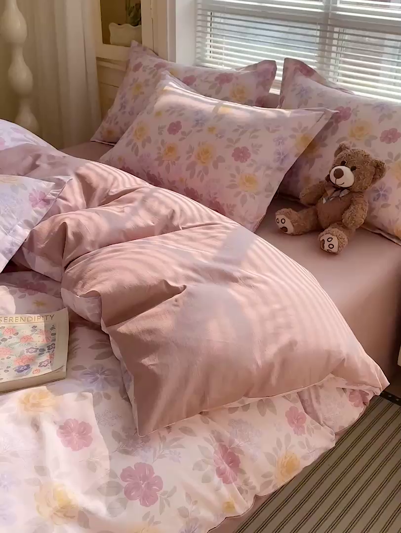 91家纺网 家纺一手货源 找家纺 卡普纯棉全棉四件套13070喷气床单款床笠款三件套 繁花锦年