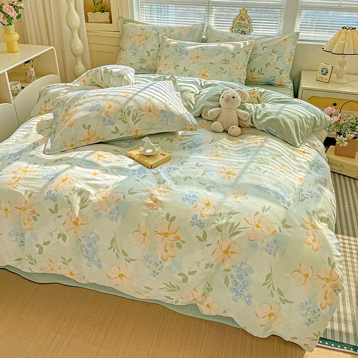 91家纺网 家纺一手货源 找家纺 卡普纯棉全棉四件套13070喷气床单款床笠款三件套 风的颜色