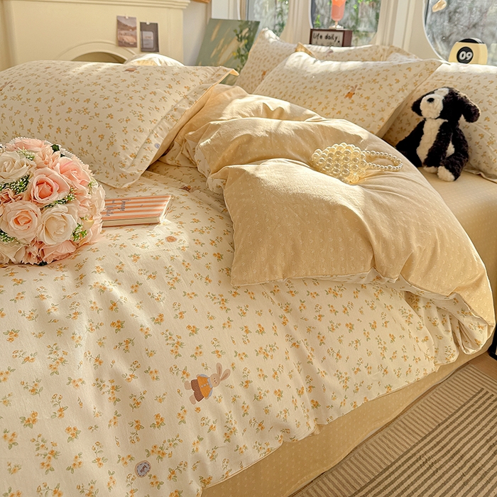 91家纺网 家纺一手货源 找家纺 卡普纯棉全棉四件套13070喷气床单款床笠款三件套 花屿兔兔