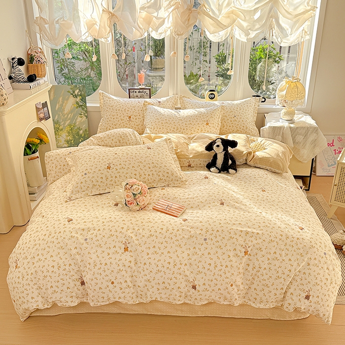 91家纺网 家纺一手货源 找家纺 卡普纯棉全棉四件套13070喷气床单款床笠款三件套 花屿兔兔