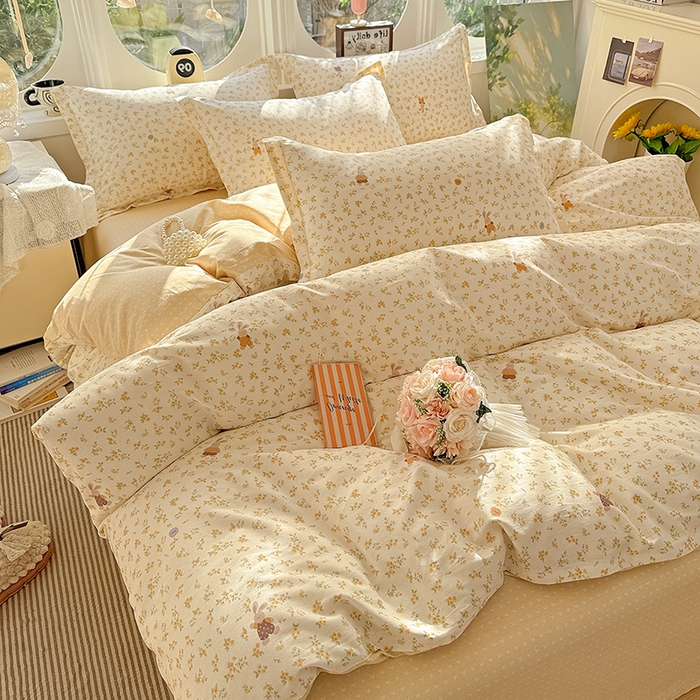 91家纺网 家纺一手货源 找家纺 卡普纯棉全棉四件套13070喷气床单款床笠款三件套 花屿兔兔