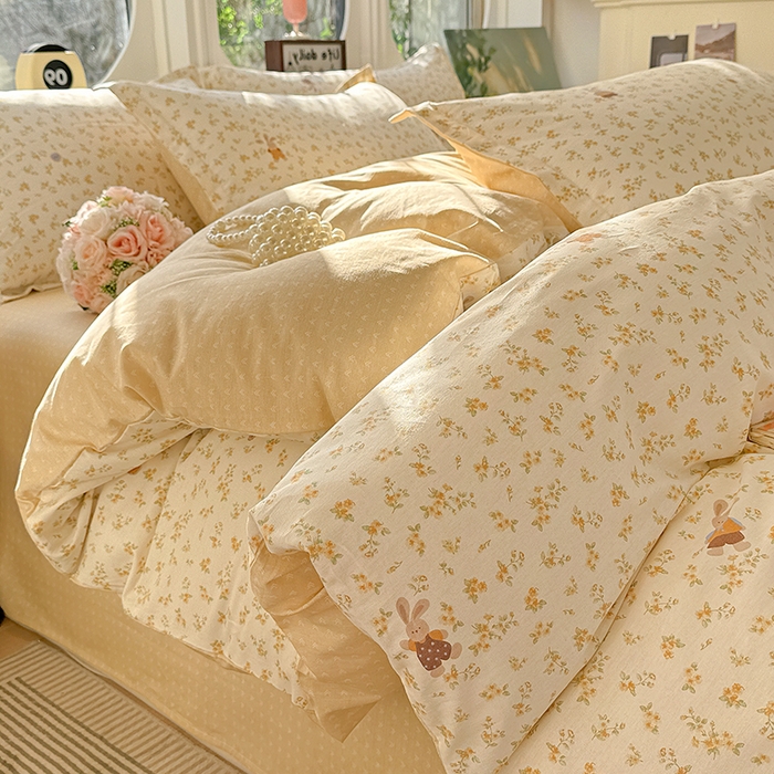 91家纺网 家纺一手货源 找家纺 卡普纯棉全棉四件套13070喷气床单款床笠款三件套 花屿兔兔