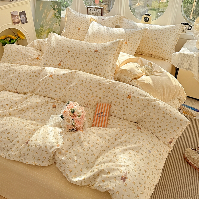 91家纺网 家纺一手货源 找家纺 卡普纯棉全棉四件套13070喷气床单款床笠款三件套 花屿兔兔