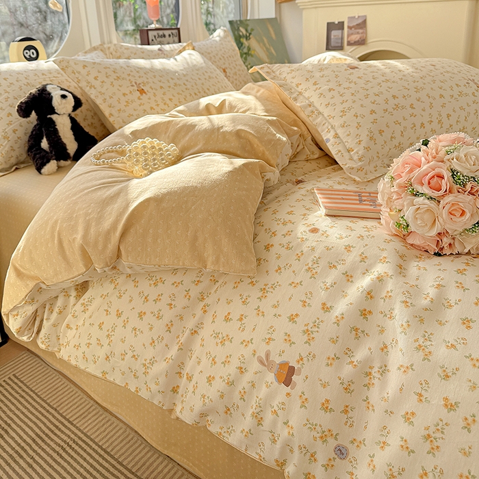 91家纺网 家纺一手货源 找家纺 卡普纯棉全棉四件套13070喷气床单款床笠款三件套 花屿兔兔