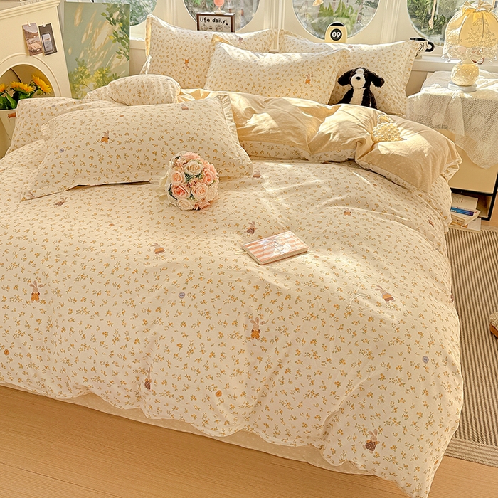 91家纺网 家纺一手货源 找家纺 卡普纯棉全棉四件套13070喷气床单款床笠款三件套 花屿兔兔