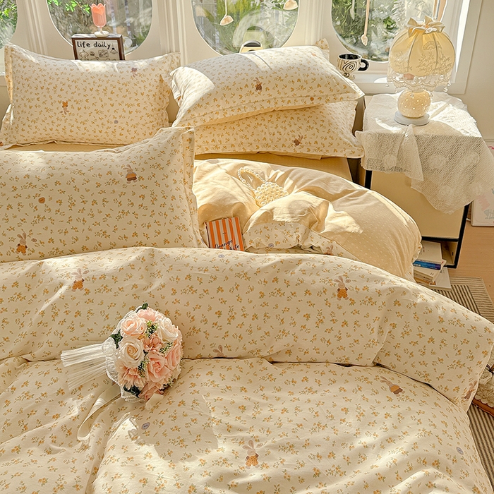 91家纺网 家纺一手货源 找家纺 卡普纯棉全棉四件套13070喷气床单款床笠款三件套 花屿兔兔