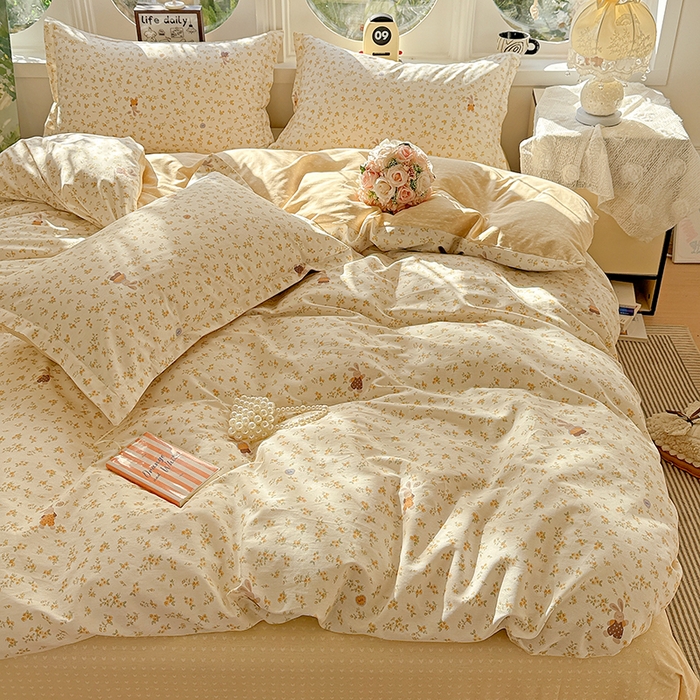 91家纺网 家纺一手货源 找家纺 卡普纯棉全棉四件套13070喷气床单款床笠款三件套 花屿兔兔