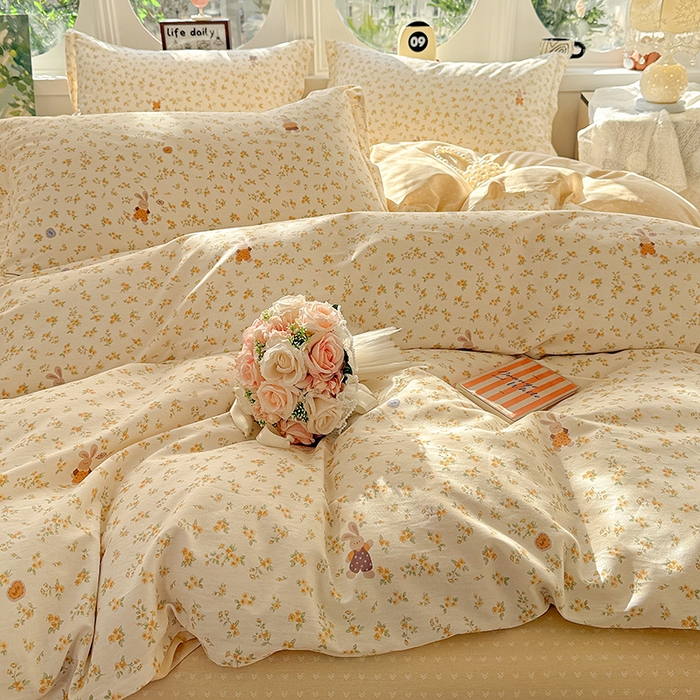 91家纺网 家纺一手货源 找家纺 卡普纯棉全棉四件套13070喷气床单款床笠款三件套 花屿兔兔