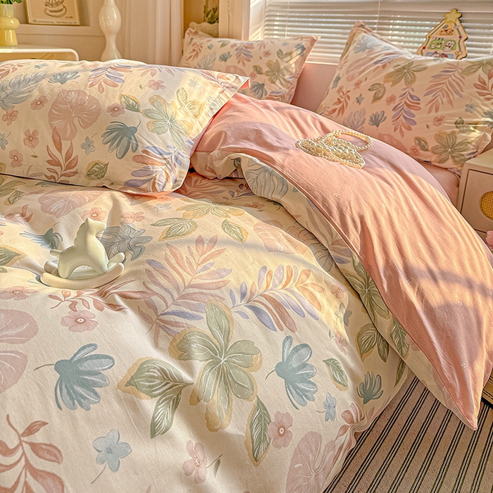 91家纺网 家纺一手货源 找家纺 卡普纯棉全棉四件套13070喷气床单款床笠款三件套 寄情绯叶