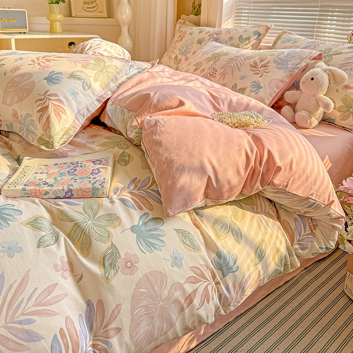 91家纺网 家纺一手货源 找家纺 卡普纯棉全棉四件套13070喷气床单款床笠款三件套 寄情绯叶