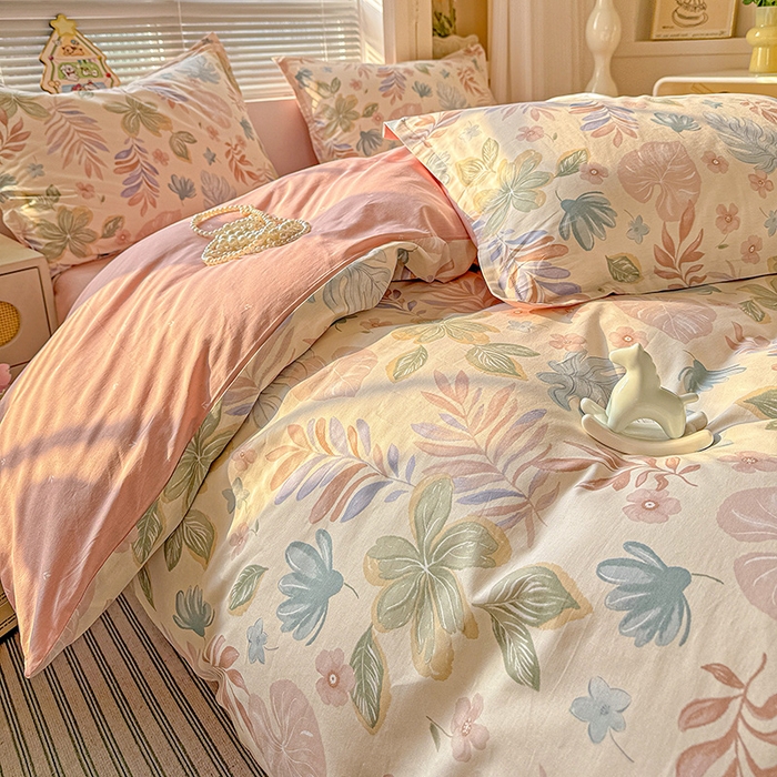 91家纺网 家纺一手货源 找家纺 卡普纯棉全棉四件套13070喷气床单款床笠款三件套 寄情绯叶