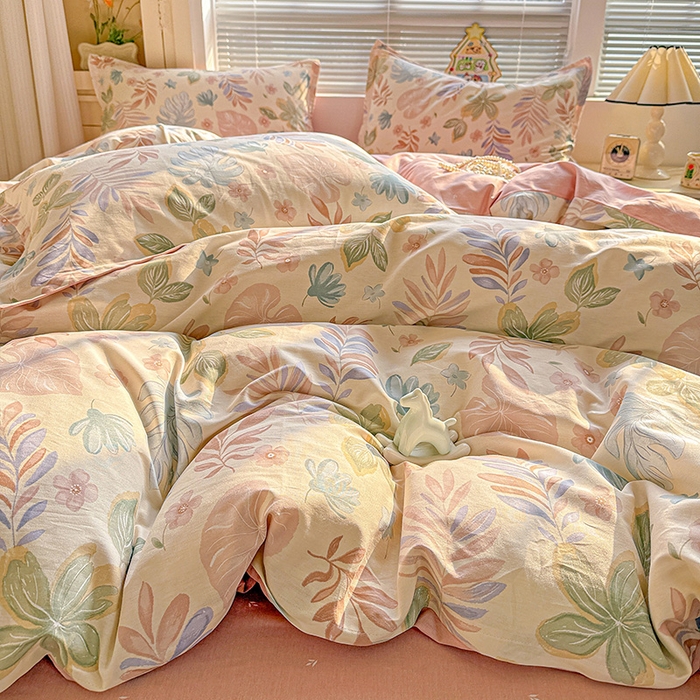 91家纺网 家纺一手货源 找家纺 卡普纯棉全棉四件套13070喷气床单款床笠款三件套 寄情绯叶