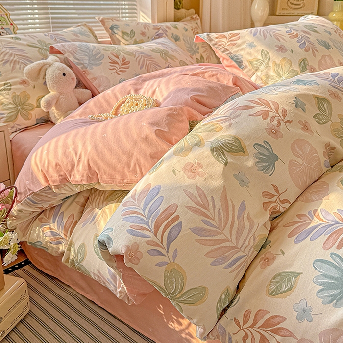 91家纺网 家纺一手货源 找家纺 卡普纯棉全棉四件套13070喷气床单款床笠款三件套 寄情绯叶