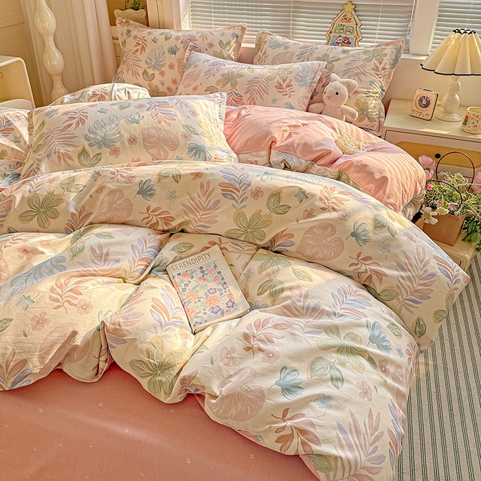 91家纺网 家纺一手货源 找家纺 卡普纯棉全棉四件套13070喷气床单款床笠款三件套 寄情绯叶