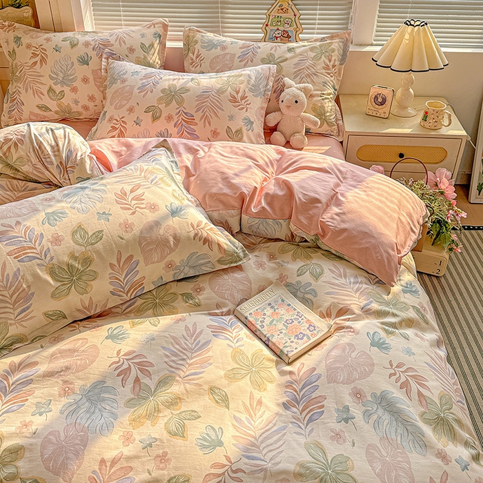 91家纺网 家纺一手货源 找家纺 卡普纯棉全棉四件套13070喷气床单款床笠款三件套 寄情绯叶