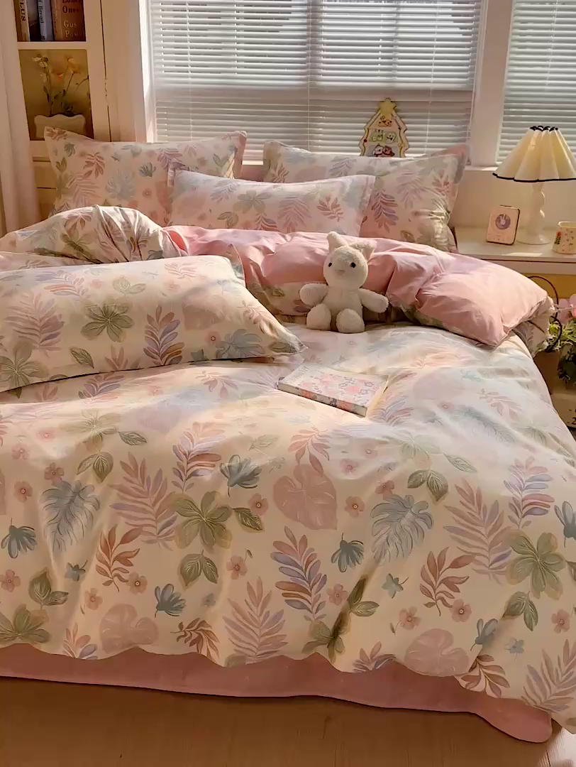 91家纺网 家纺一手货源 找家纺 卡普纯棉全棉四件套13070喷气床单款床笠款三件套 寄情绯叶