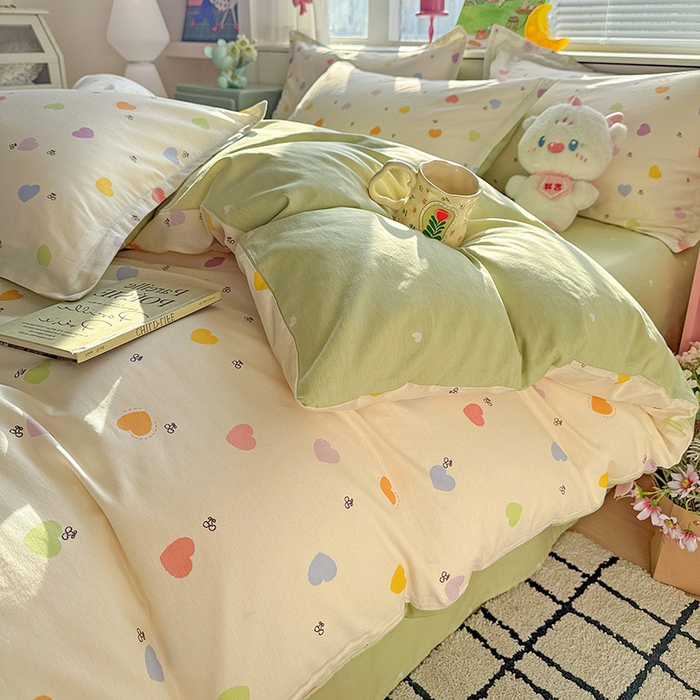 91家纺网 家纺一手货源 找家纺 卡普纯棉全棉四件套13070喷气床单款床笠款三件套 萌萌心语