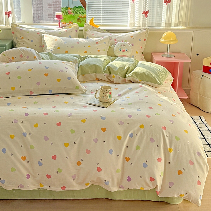 91家纺网 家纺一手货源 找家纺 卡普纯棉全棉四件套13070喷气床单款床笠款三件套 萌萌心语