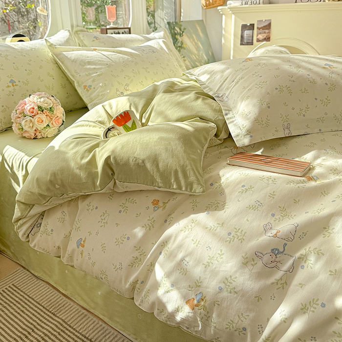 91家纺网 家纺一手货源 找家纺 卡普纯棉全棉四件套13070喷气床单款床笠款三件套 觅时光