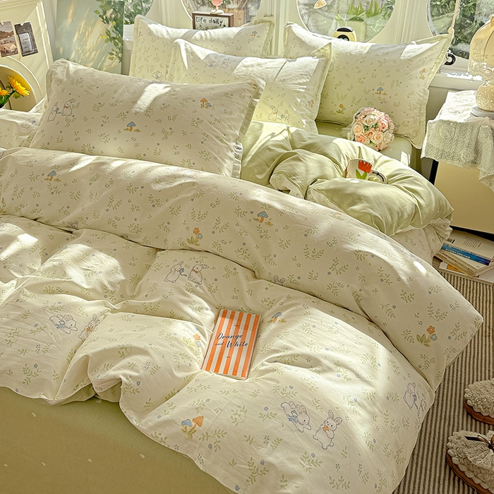 91家纺网 家纺一手货源 找家纺 卡普纯棉全棉四件套13070喷气床单款床笠款三件套 觅时光