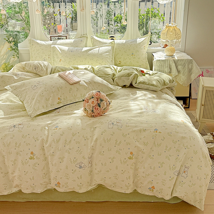 91家纺网 家纺一手货源 找家纺 卡普纯棉全棉四件套13070喷气床单款床笠款三件套 觅时光