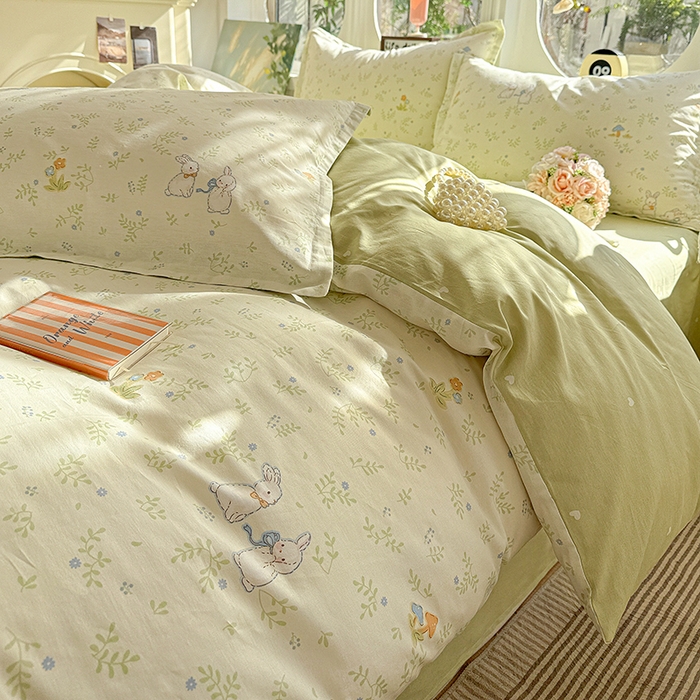 91家纺网 家纺一手货源 找家纺 卡普纯棉全棉四件套13070喷气床单款床笠款三件套 觅时光