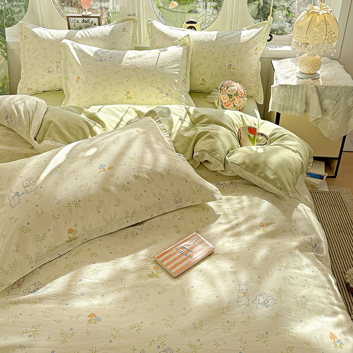 91家纺网 家纺一手货源 找家纺 卡普纯棉全棉四件套13070喷气床单款床笠款三件套 觅时光