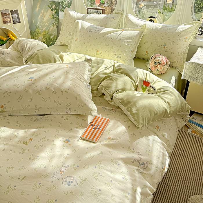 91家纺网 家纺一手货源 找家纺 卡普纯棉全棉四件套13070喷气床单款床笠款三件套 觅时光