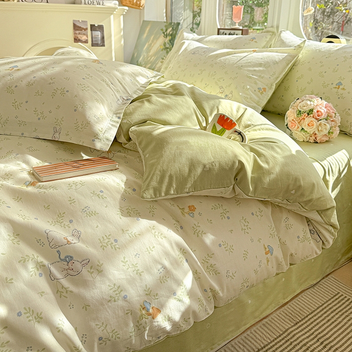 91家纺网 家纺一手货源 找家纺 卡普纯棉全棉四件套13070喷气床单款床笠款三件套 觅时光