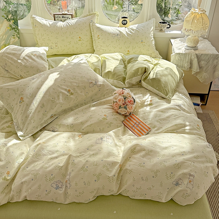 91家纺网 家纺一手货源 找家纺 卡普纯棉全棉四件套13070喷气床单款床笠款三件套 觅时光