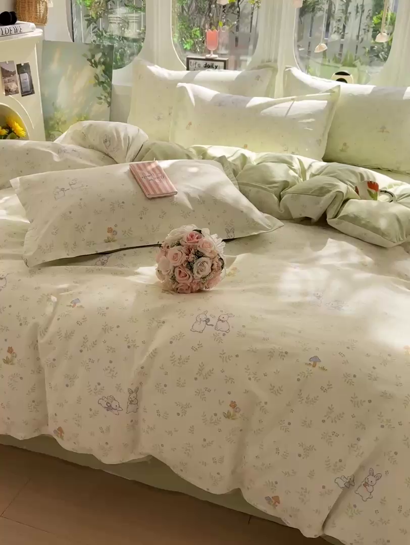 91家纺网 家纺一手货源 找家纺 卡普纯棉全棉四件套13070喷气床单款床笠款三件套 觅时光