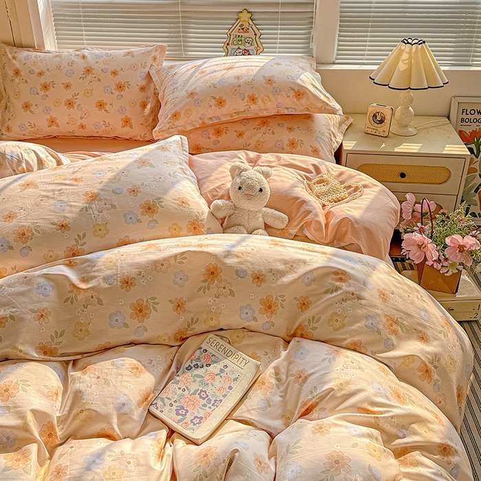 91家纺网 家纺一手货源 找家纺 卡普纯棉全棉四件套13070喷气床单款床笠款三件套 暖阳