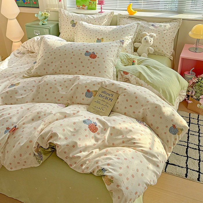 91家纺网 家纺一手货源 找家纺 卡普纯棉全棉四件套13070喷气床单款床笠款三件套 甜糯软糖