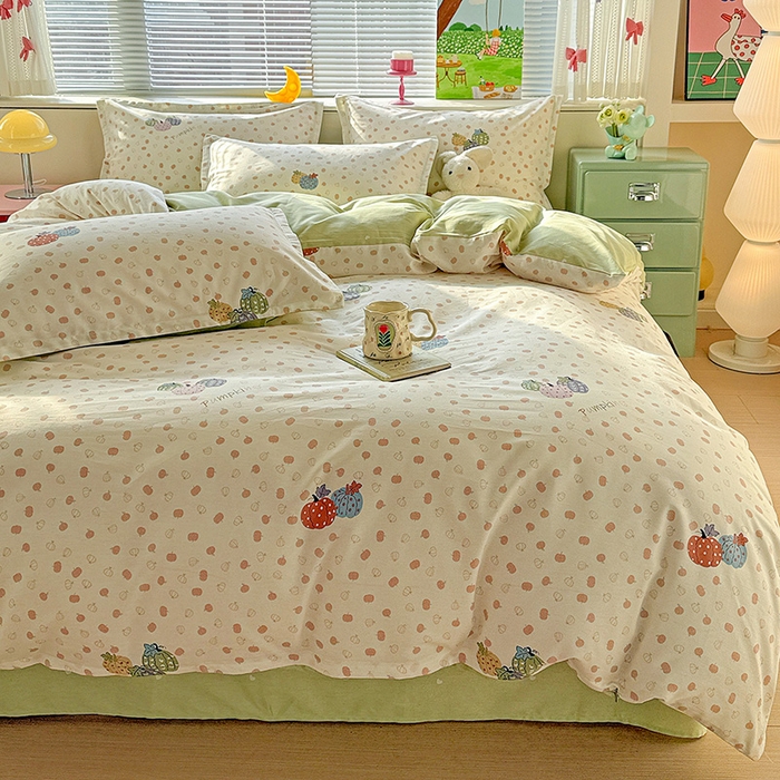 91家纺网 家纺一手货源 找家纺 卡普纯棉全棉四件套13070喷气床单款床笠款三件套 甜糯软糖