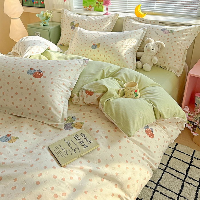 91家纺网 家纺一手货源 找家纺 卡普纯棉全棉四件套13070喷气床单款床笠款三件套 甜糯软糖