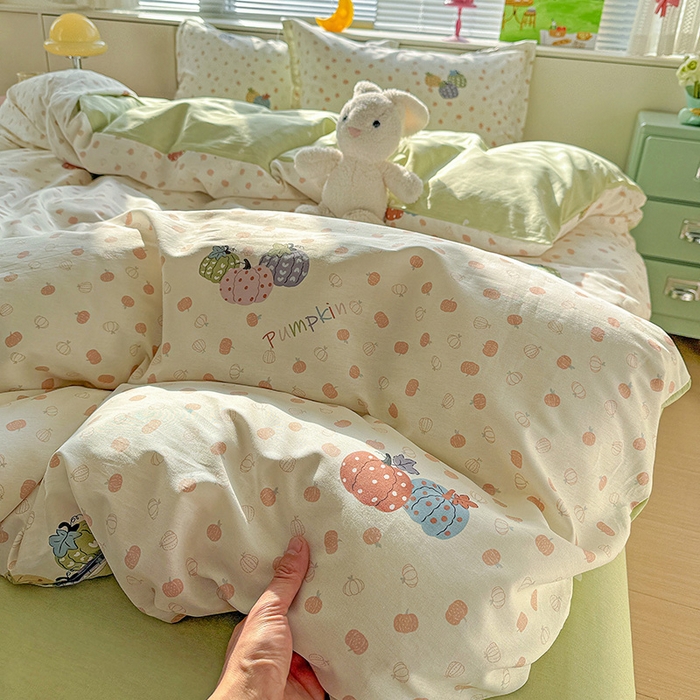 91家纺网 家纺一手货源 找家纺 卡普纯棉全棉四件套13070喷气床单款床笠款三件套 甜糯软糖