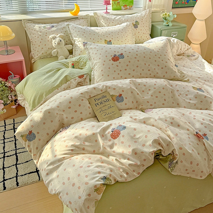 91家纺网 家纺一手货源 找家纺 卡普纯棉全棉四件套13070喷气床单款床笠款三件套 甜糯软糖