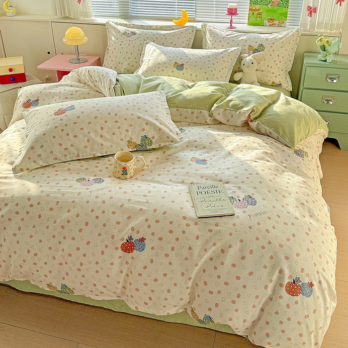 91家纺网 家纺一手货源 找家纺 卡普纯棉全棉四件套13070喷气床单款床笠款三件套 甜糯软糖