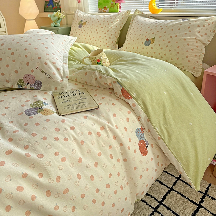 91家纺网 家纺一手货源 找家纺 卡普纯棉全棉四件套13070喷气床单款床笠款三件套 甜糯软糖