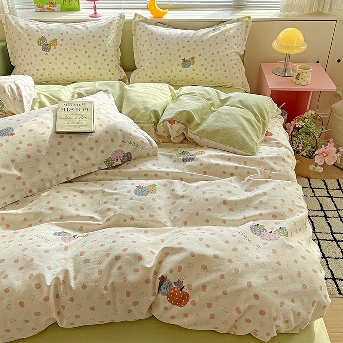 91家纺网 家纺一手货源 找家纺 卡普纯棉全棉四件套13070喷气床单款床笠款三件套 甜糯软糖