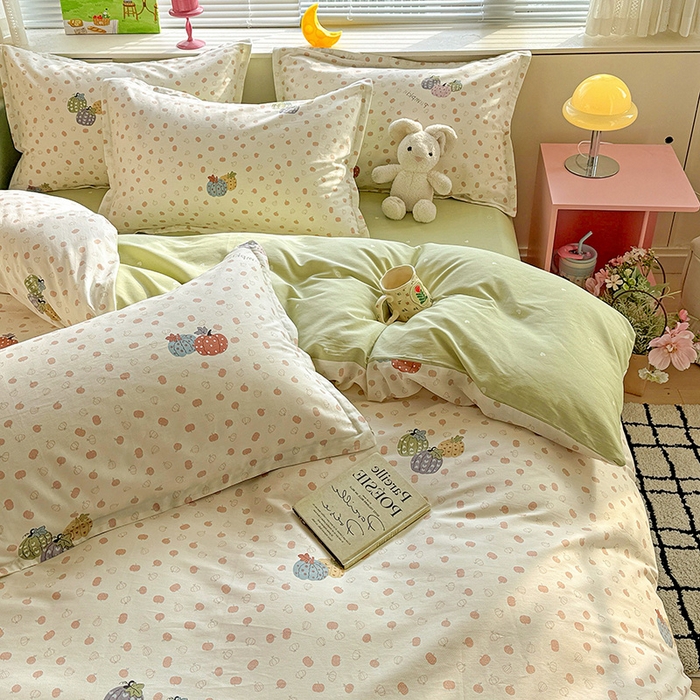 91家纺网 家纺一手货源 找家纺 卡普纯棉全棉四件套13070喷气床单款床笠款三件套 甜糯软糖