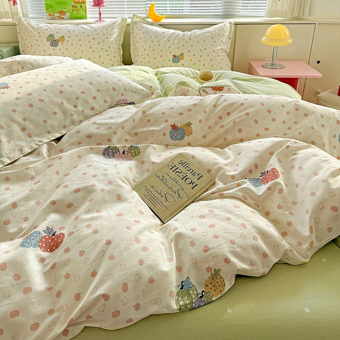 91家纺网 家纺一手货源 找家纺 卡普纯棉全棉四件套13070喷气床单款床笠款三件套 甜糯软糖