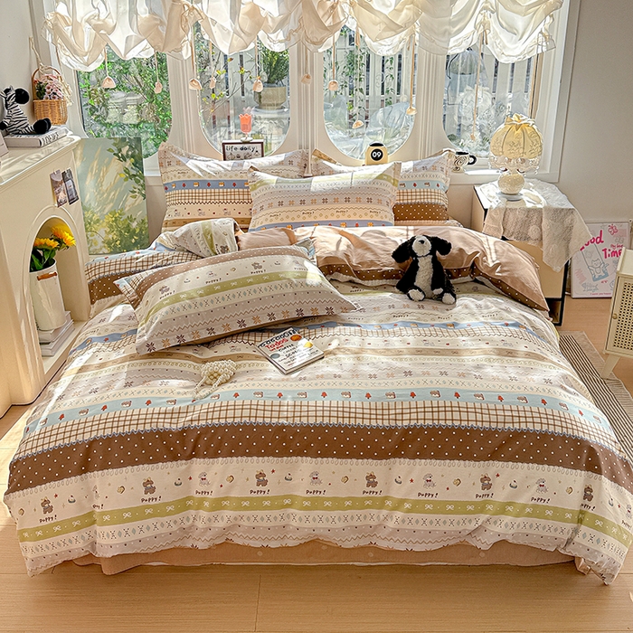 91家纺网 家纺一手货源 找家纺 卡普纯棉全棉四件套13070喷气床单款床笠款三件套 童年小事