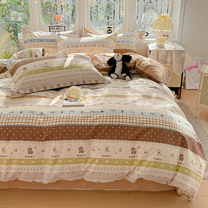 91家纺网 家纺一手货源 找家纺 卡普纯棉全棉四件套13070喷气床单款床笠款三件套 童年小事