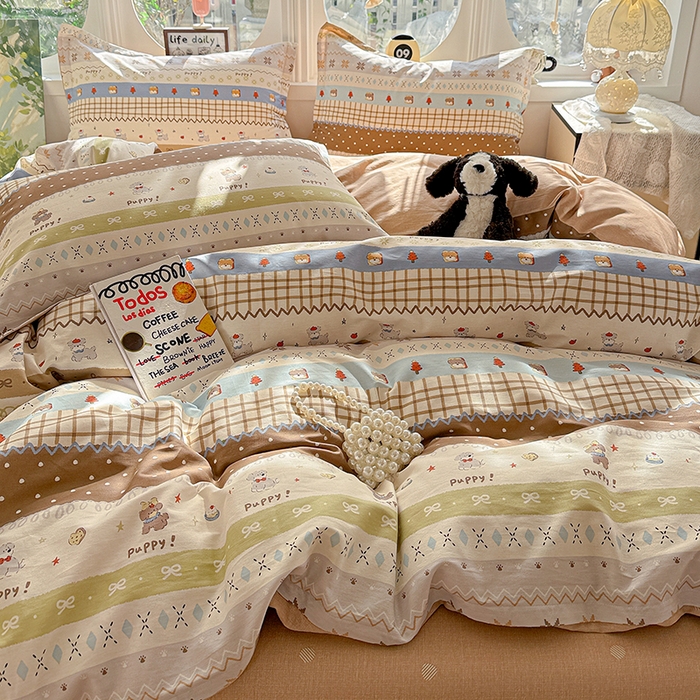 91家纺网 家纺一手货源 找家纺 卡普纯棉全棉四件套13070喷气床单款床笠款三件套 童年小事