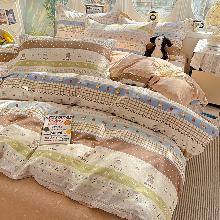 91家纺网 家纺一手货源 找家纺 卡普纯棉全棉四件套13070喷气床单款床笠款三件套 童年小事