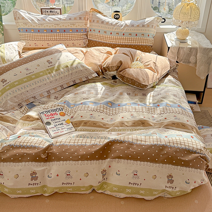 91家纺网 家纺一手货源 找家纺 卡普纯棉全棉四件套13070喷气床单款床笠款三件套 童年小事