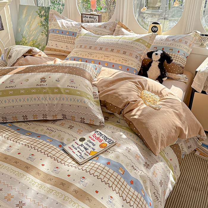 91家纺网 家纺一手货源 找家纺 卡普纯棉全棉四件套13070喷气床单款床笠款三件套 童年小事