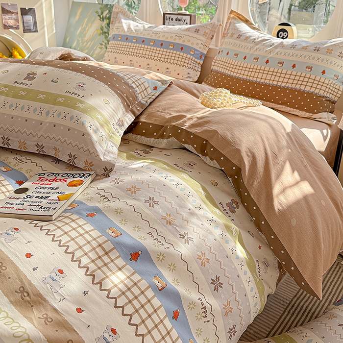 91家纺网 家纺一手货源 找家纺 卡普纯棉全棉四件套13070喷气床单款床笠款三件套 童年小事