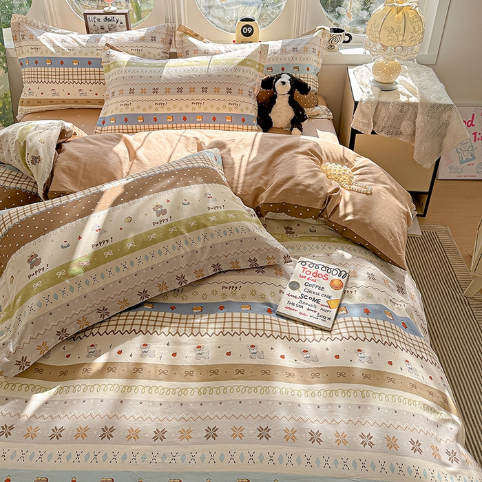 91家纺网 家纺一手货源 找家纺 卡普纯棉全棉四件套13070喷气床单款床笠款三件套 童年小事